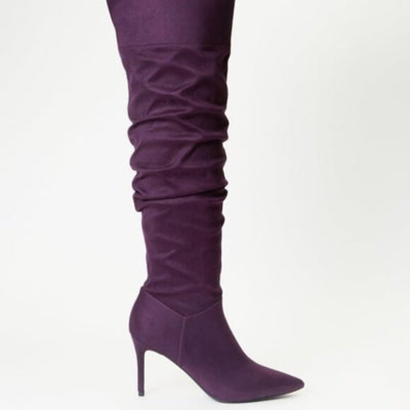 SHOEDAZZLE OVER THE KNEE SLOUCHY BOOTS FAUX SUEDE INNER ZIP TRUE TO SIZE - Picture 7 of 8